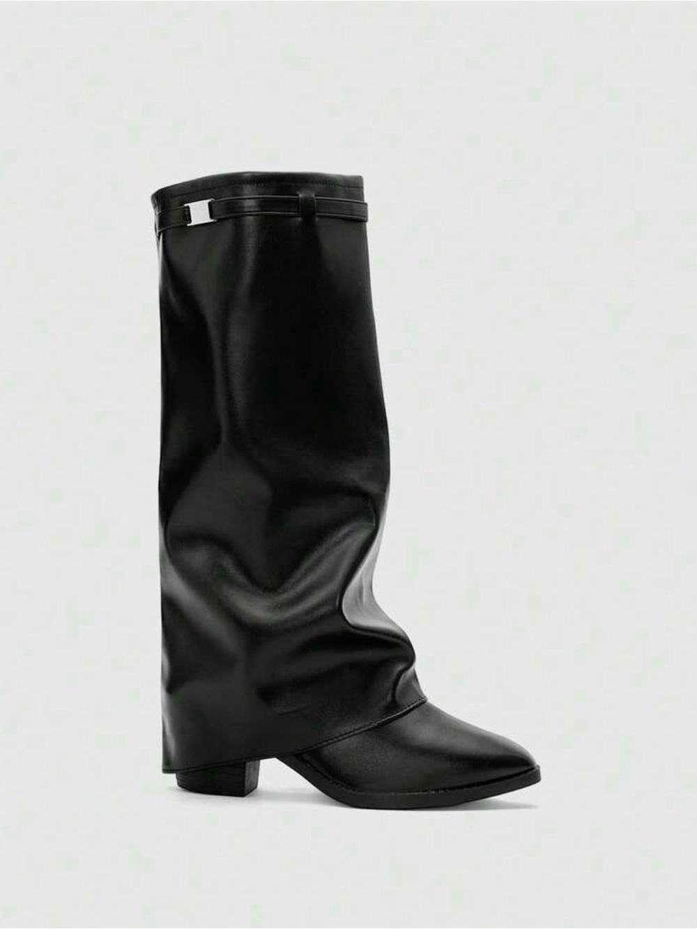 Women's Black Slouch Leather Knee-High Boots